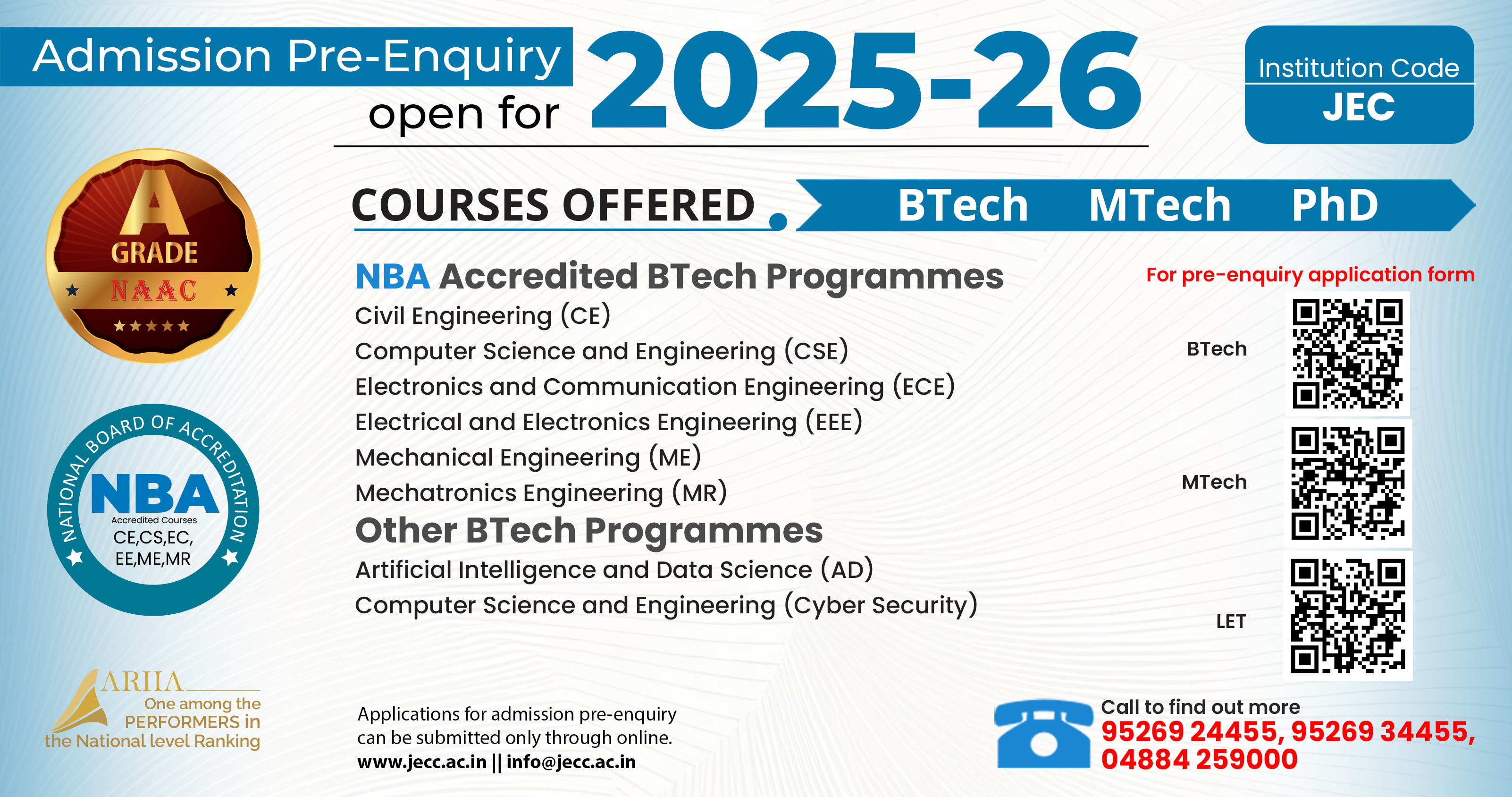B.Tech Admission Schedule